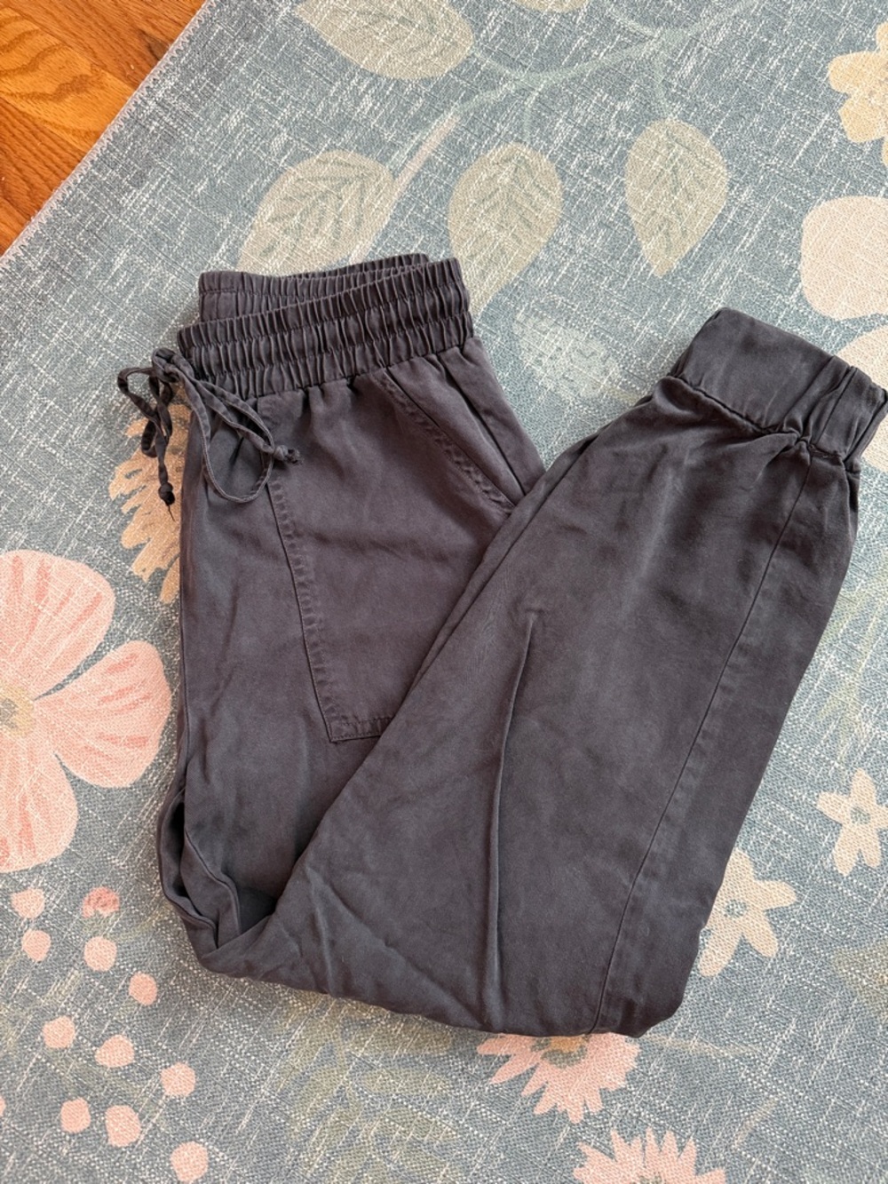 Dark Gray Tencel Drawstring Jogger Pants